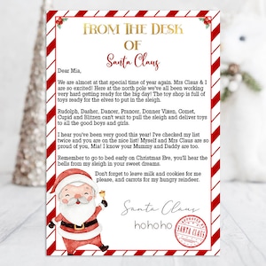 Editable Personalised Letter From Santa, Letter From The Desk Of Santa Claus, North Pole Santa Mail, Instant Download, Christmas Eve Box