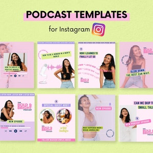Podcast Instagram Posts | Social Media Templates | Instant Download | Canva Templates | Content Calendar | Podcast Resources
