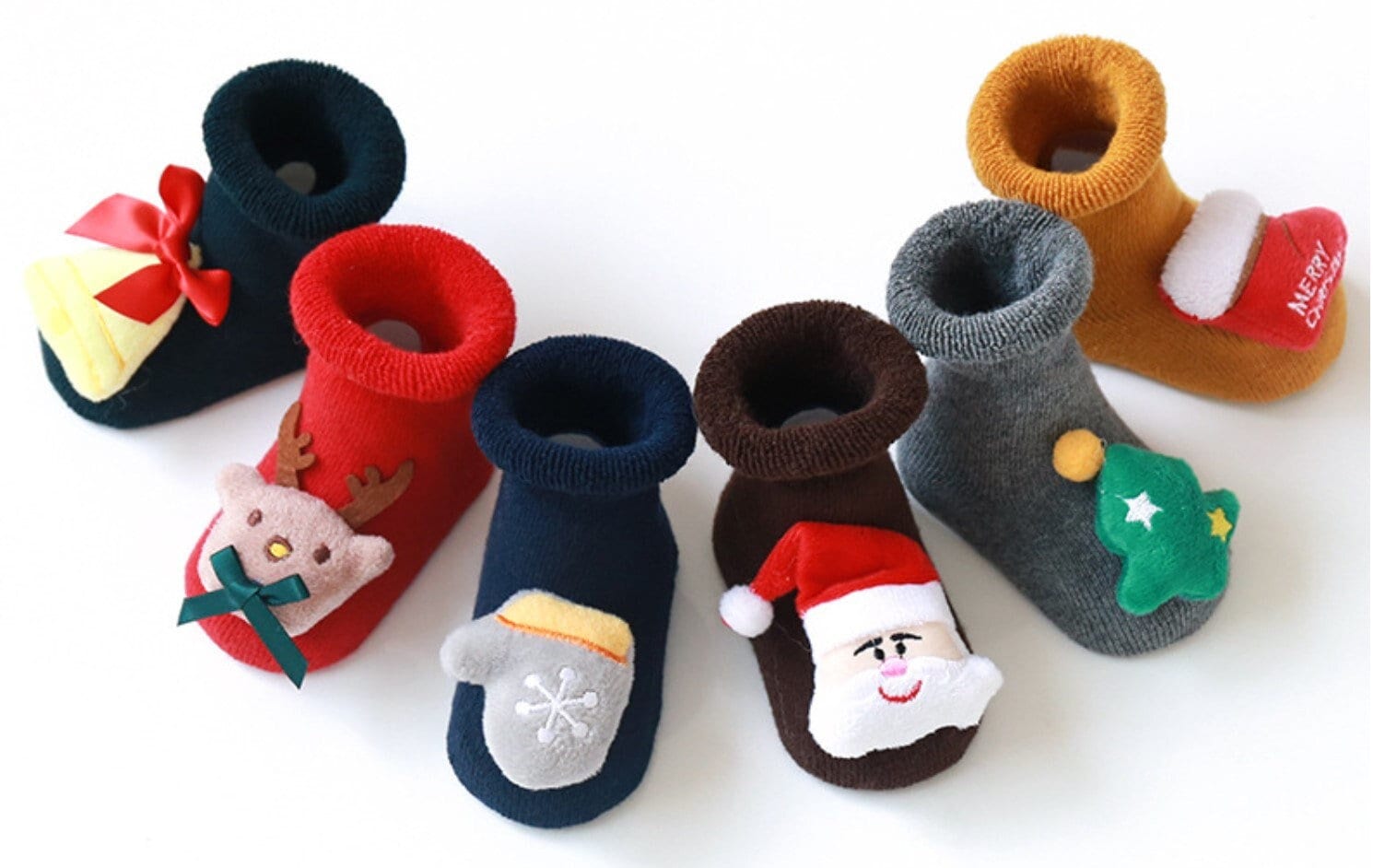 Looching 2 Pack Cotton Baby Infant Toddler Christmas Socks Novelty Cartoon Funny Xmas Socks