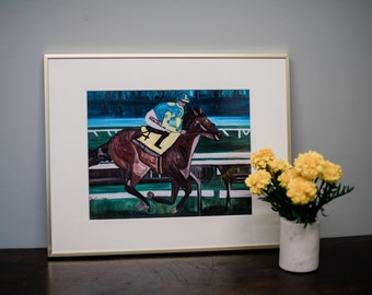 American Pharaoh Print: Kentucky Thoroughbred Pferderennen Kunst (11x14)