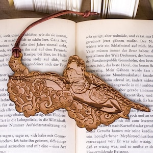 Cherry Wood Bookmark Flying Turtle image 1