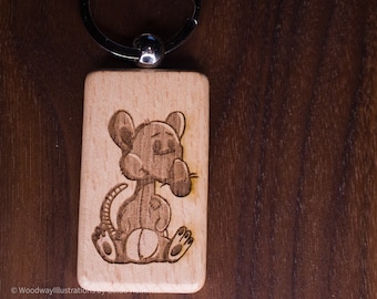 Wooden Keychain "Rat"