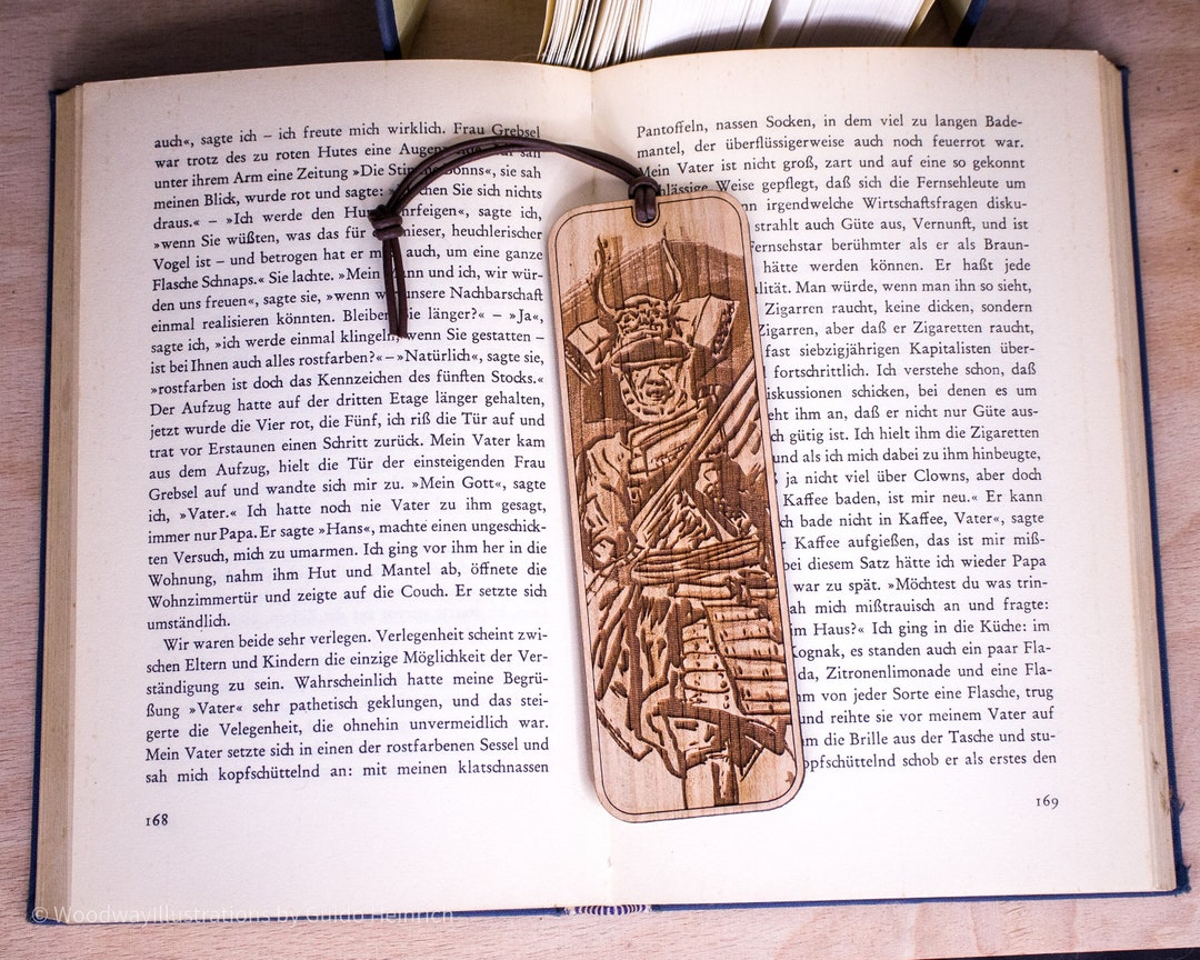 Cherry Wood Bookmark "samurai Warrior" - Etsy