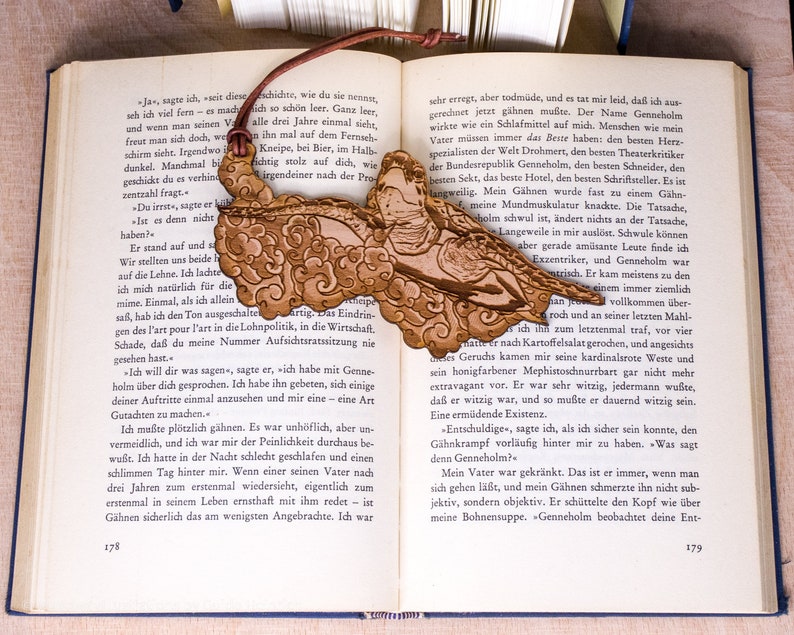 Cherry Wood Bookmark Flying Turtle image 1