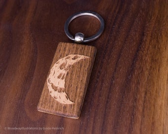 Wooden Keychain "scary Moon"