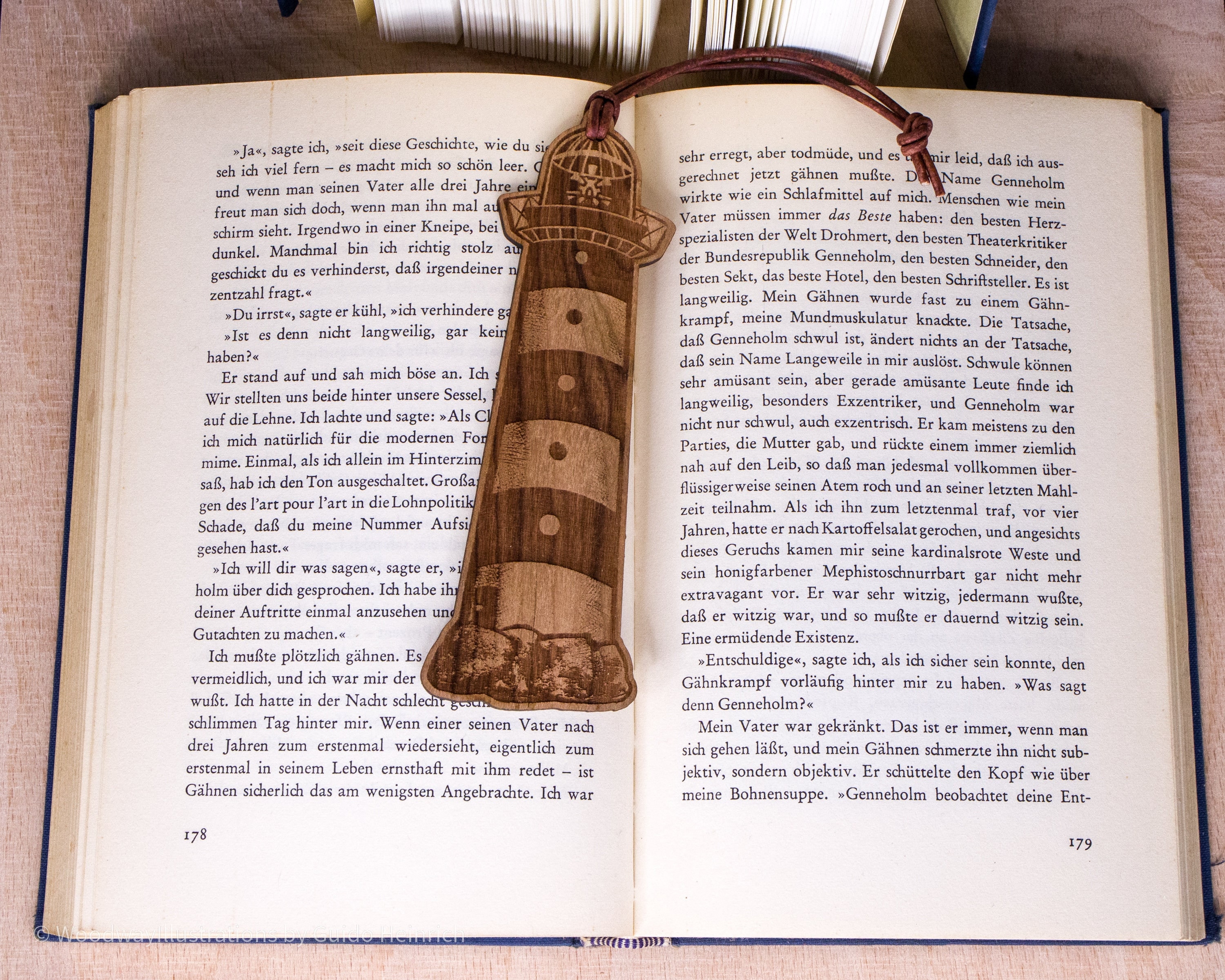 Cherry Wood Bookmark "Lighthouse"
