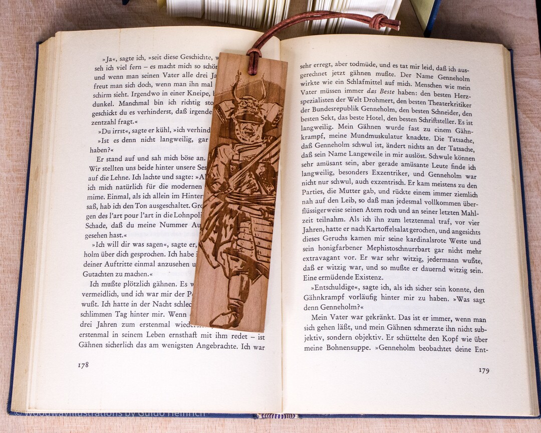 Cherry Wood Bookmark samurai Warrior - Etsy