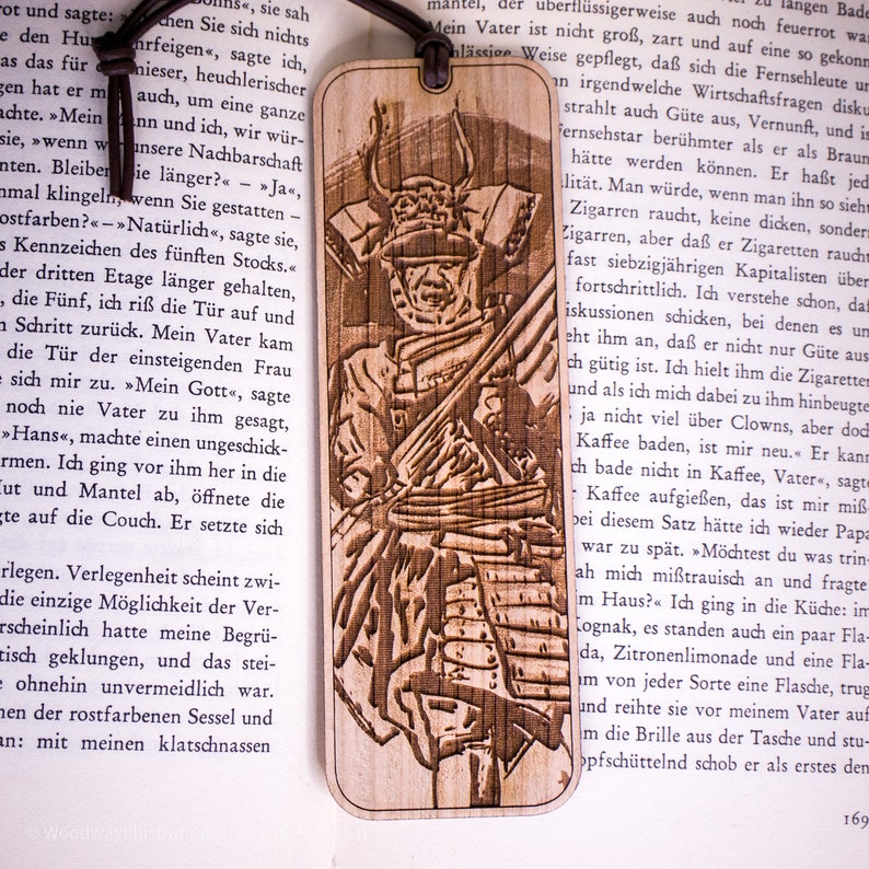Cherry Wood Bookmark samurai Warrior - Etsy