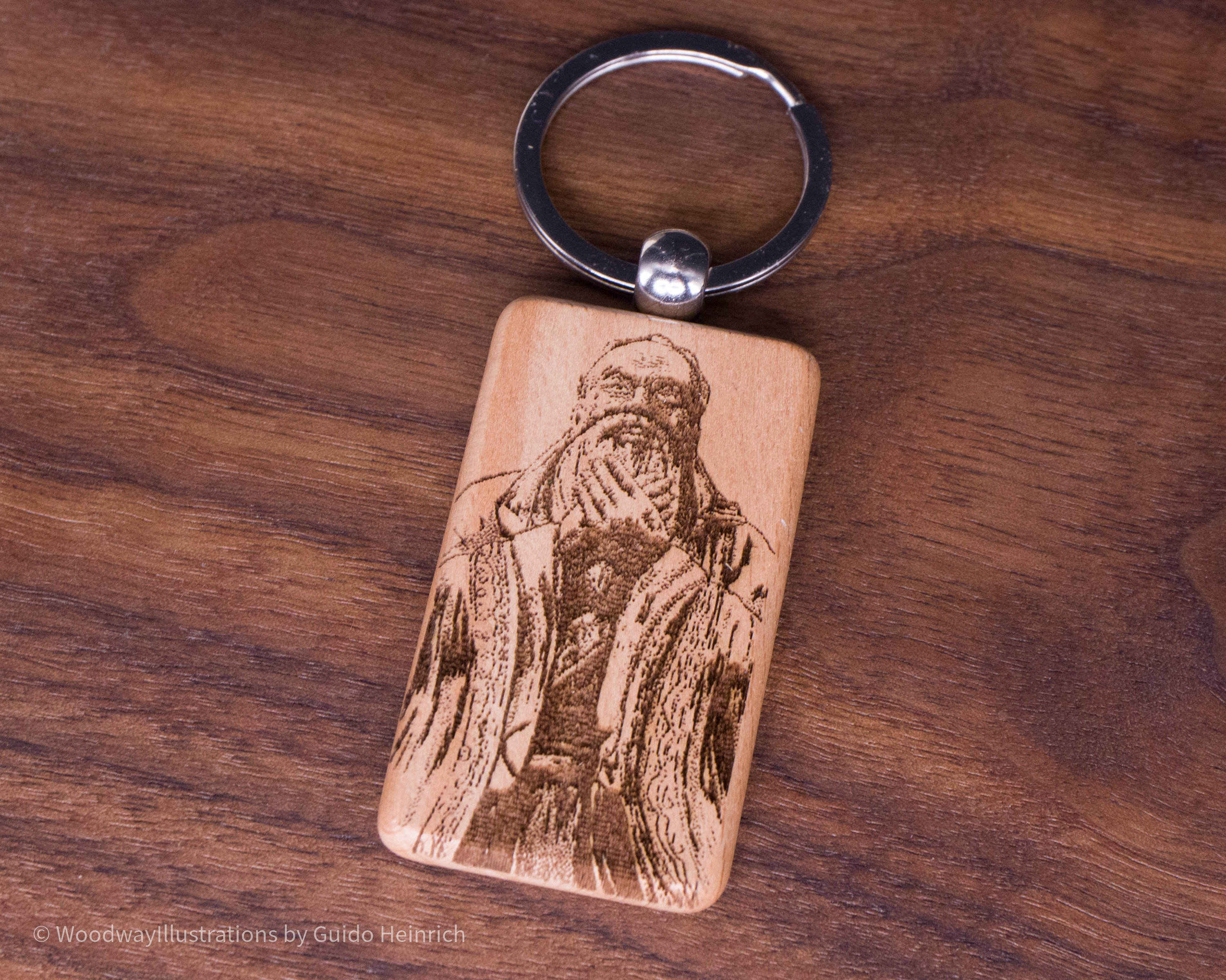 Wooden Keychain "Buddhist Monk"