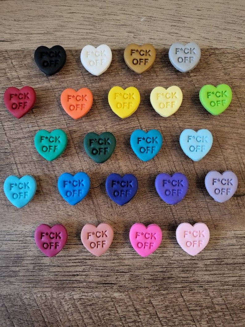 F*ck Off Heart Shoe Charms for Crocs With Multiple Color Options 