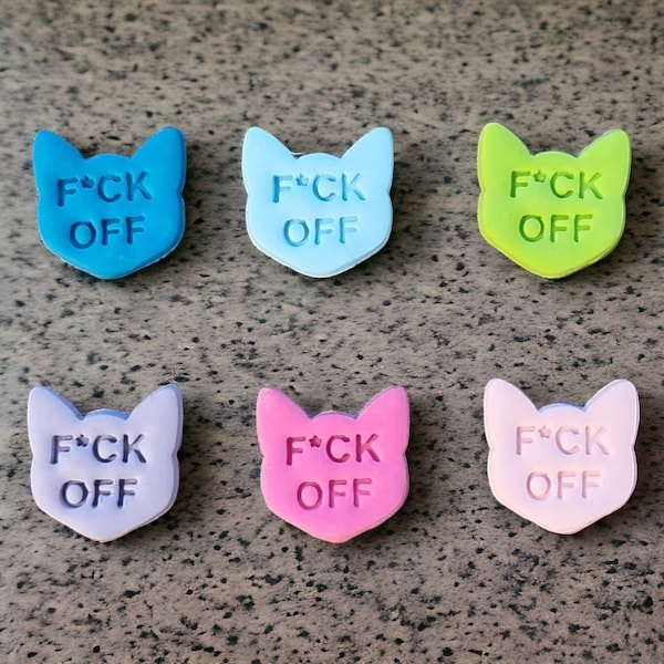 F*ck Off Cat Shoe Charms for Crocs, Handmade Charms, Shoe Charms, Croc Charms