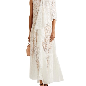 stella mccartney boho dress Stella Mccartney Erika Tiered Cotton-blend Lace Maxi Dress