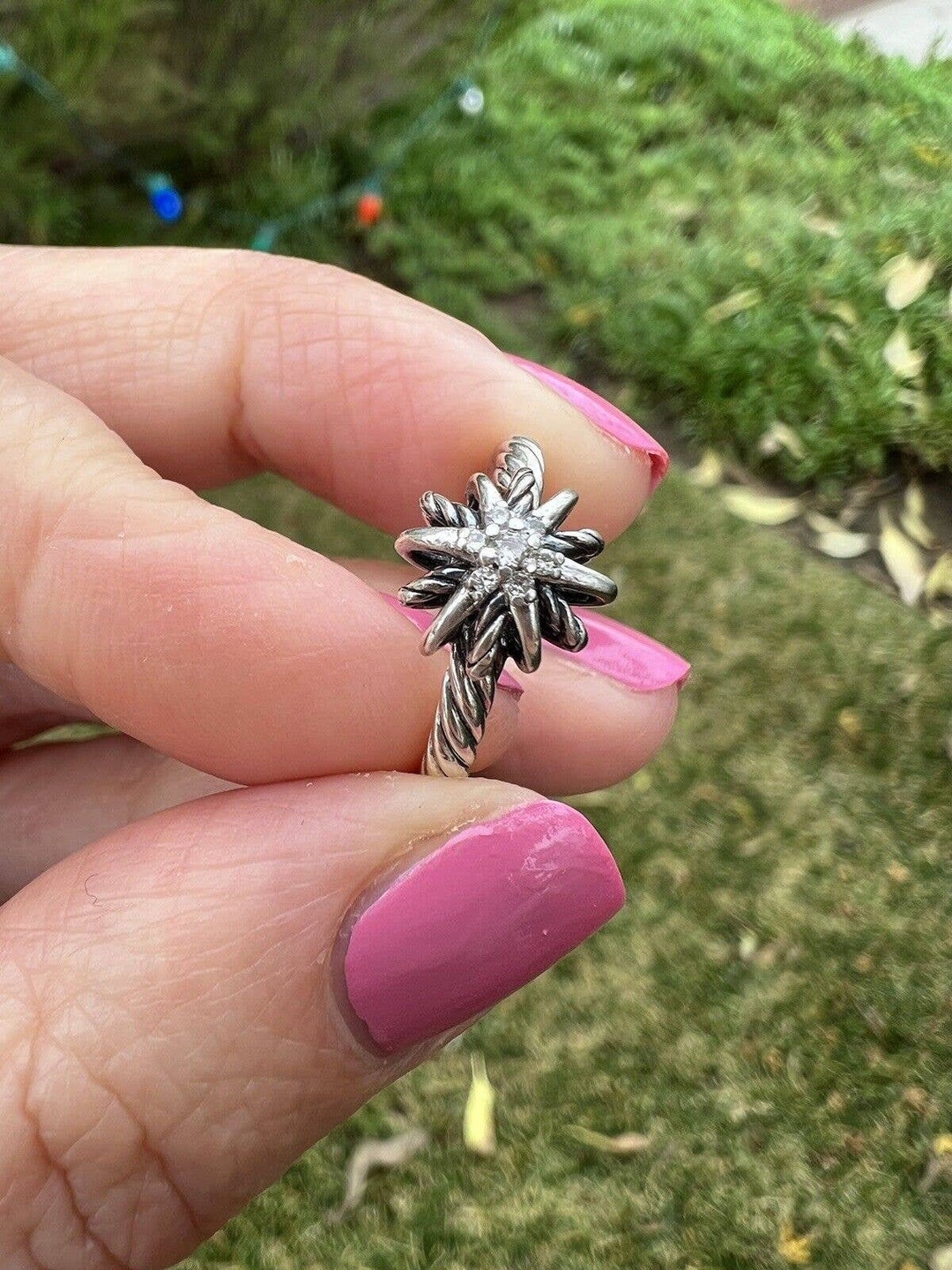David Yurman Sterling Silver Starburst Ring With Seven Diamonds Etsy