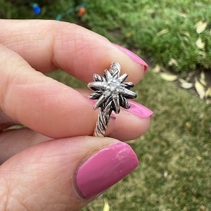 David Yurman Sterling Silver Starburst Ring With Seven Diamonds