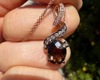 Le Vian Smoky Quartz Diamond 14K Gold 18" Pendant