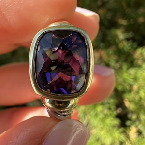 David Yurman Noblesse Ring – Amethyst 14K Gold Sterling Silver Cable Band – Size 6.5 Designer Jewelry