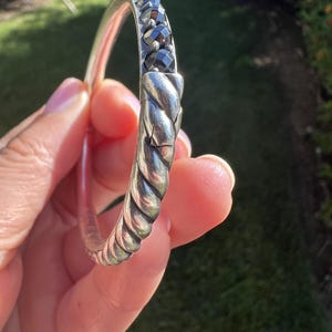 David Yurman Hematite Bangle | Sterling Silver Bracelet 6.25” | Designer Jewelry | DY Cable Bangle | Gift for Her