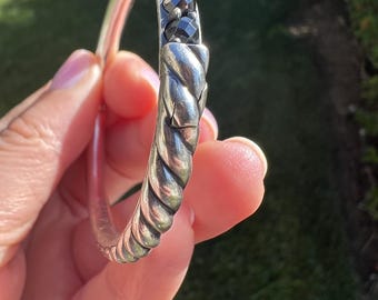 David Yurman Hematite Bangle: Sterling Silver DY Cable Bracelet 6.25"