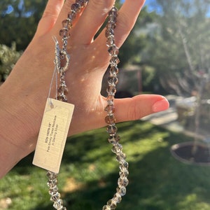 Stephen Dweck Sterling Silver Princess Necklace alternating beads of pale smoky topaz