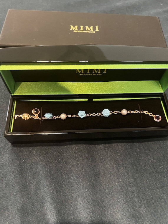 Mimi Milano Grace 18K Rose Gold and Violet Cultured Pearl Link Bracelet View 2