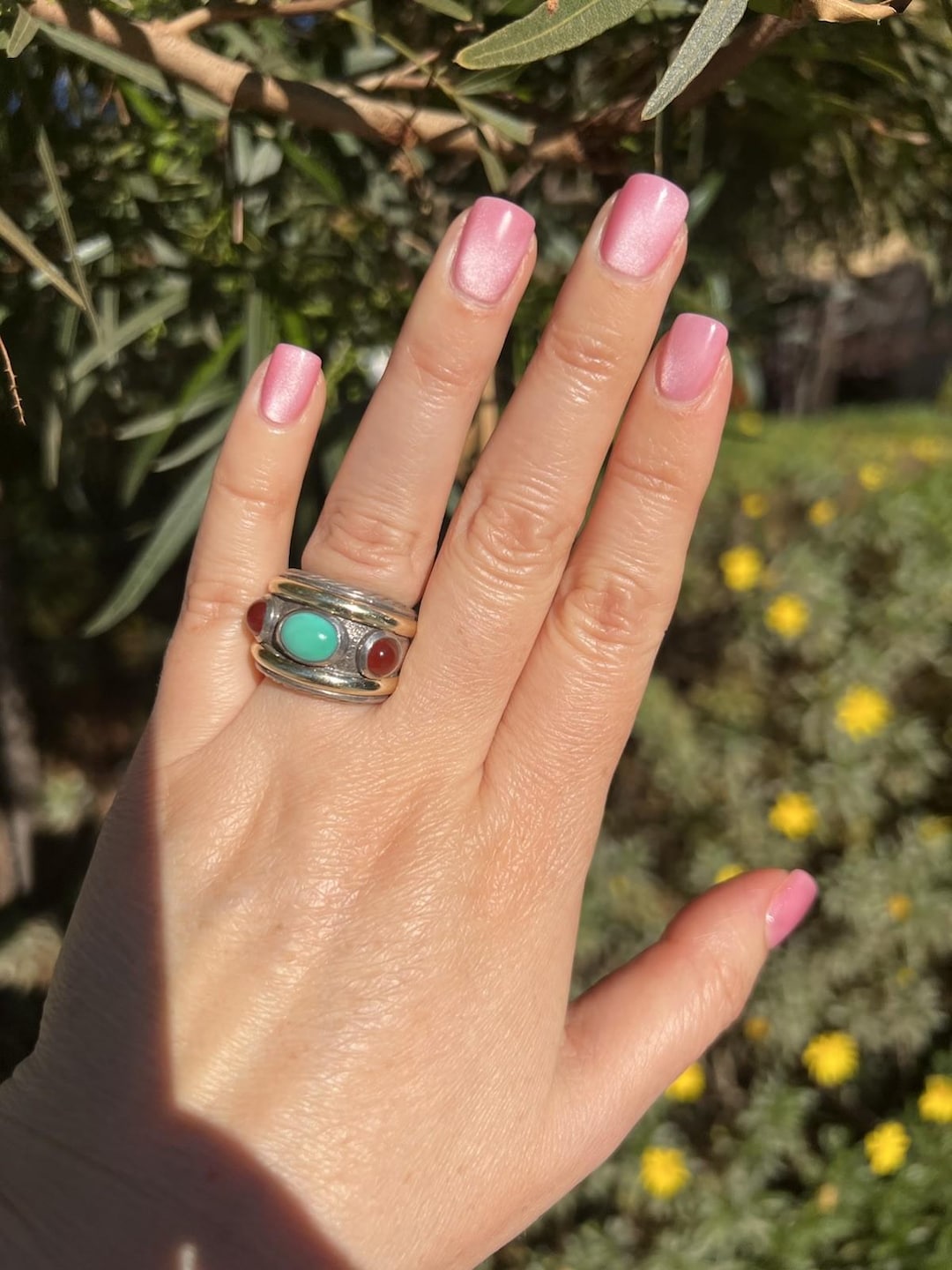 David Yurman Renaissance Ring – Turquoise, Carnelian & 14K Gold