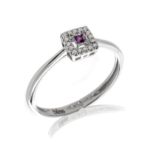 Damiani Bliss 18k White Gold Diamond & Ruby Ring - Size 6.25