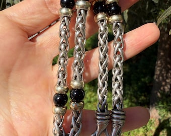 David Yurman 14k Yellow Gold & Sterling Silver Black Onyx Wheat Chain Necklace