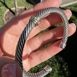 David Yurman Sterling Silver Gold Classic Cuff Bracelet