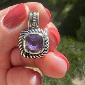 David Yurman Sterling Silver & 14K Albion Amethyst Pendant