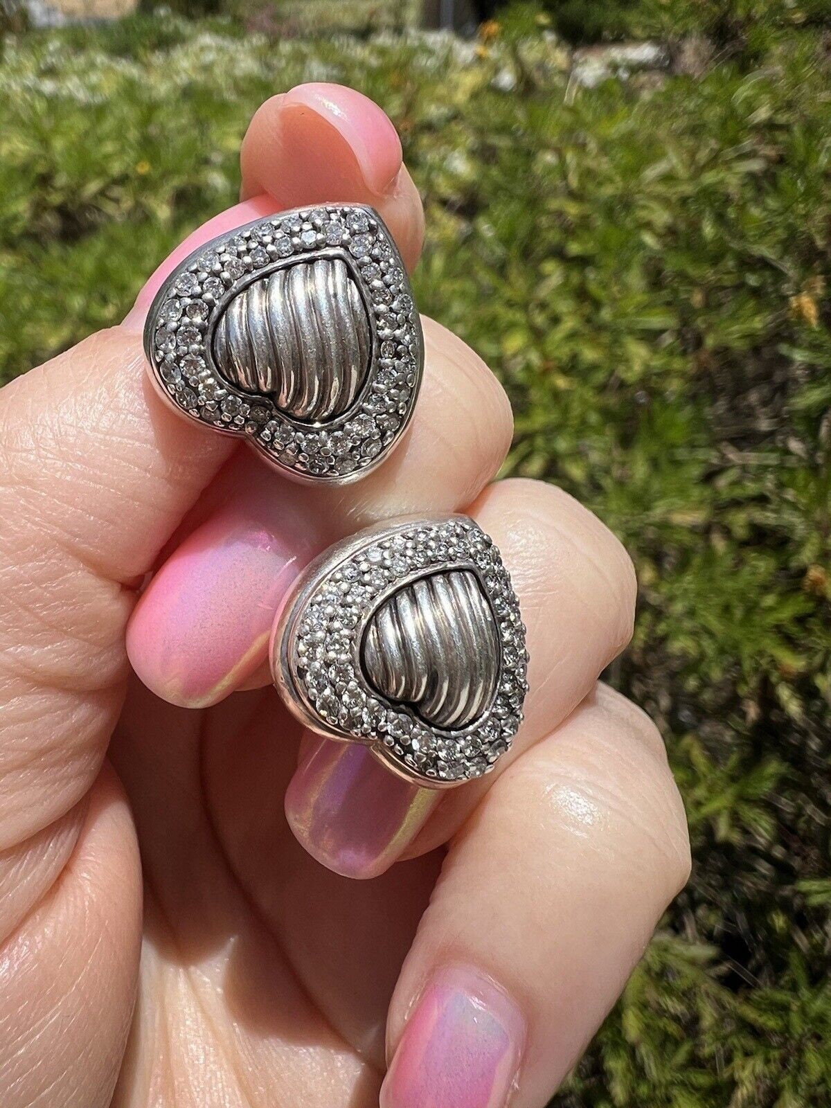 デヴィッドヤーマン david yuman 14K ピアス Authentic DAVID YURMAN SS Heart Diamond Earrings - Etsy