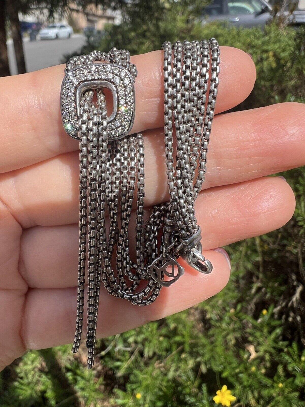 David Yurman Sterling Silver Diamond Waterfall Tassel Lariat