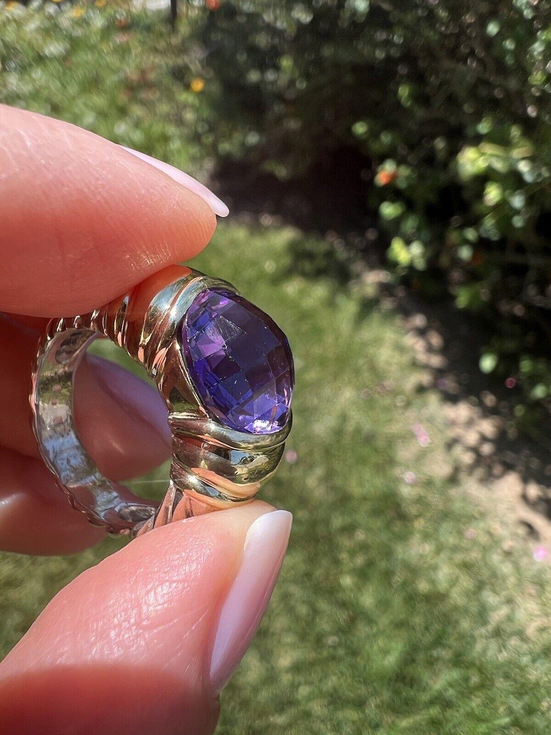 David Yurman SS/585 Кольцо-кабель с аметистом - Etsy