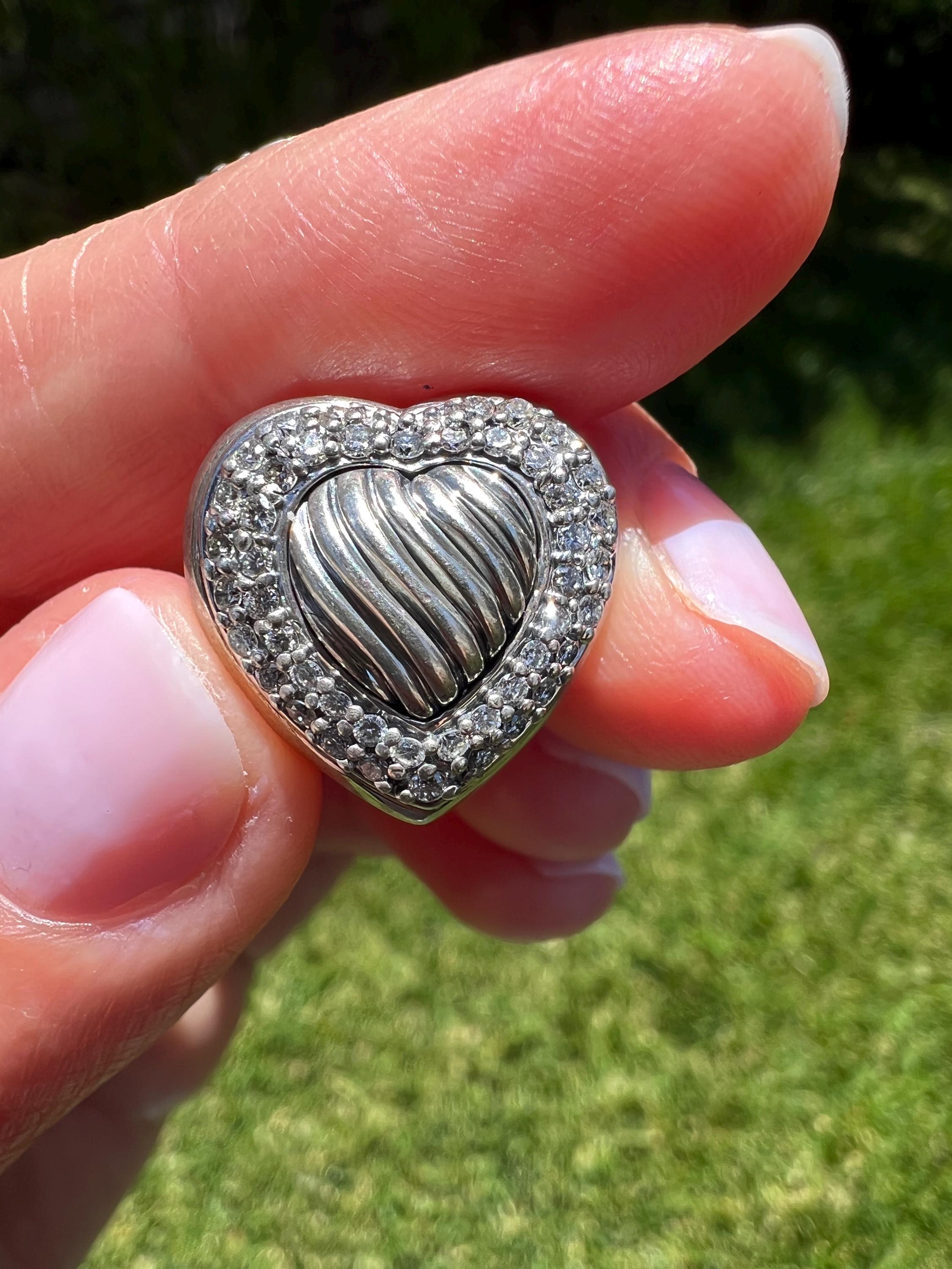 Authentic DAVID YURMAN SS Heart Diamond Earrings - Etsy