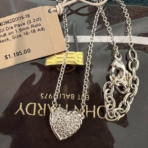 John Hardy Sterling Silver Diamond Heart Pendant Necklace
