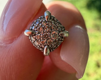 David Yurman Sterling Silver 7mm Chatelaine Earrings Pave Diamonds & Stud