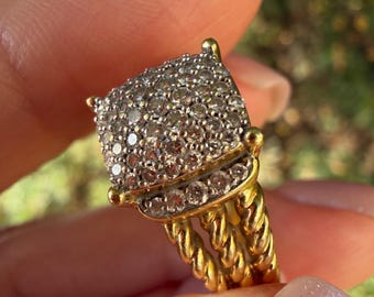 DAVID YURMAN Wheaton 18 K. 0.50ctw. Pave' Diamond Collection Triple Shank Ring Sz 6.75