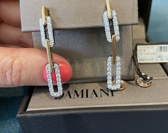 Damiani 18k White And Rose Gold Diamond Earrings.