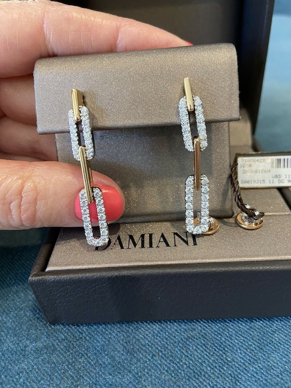 Damiani 18k White And Rose Gold Diamond Earrings.