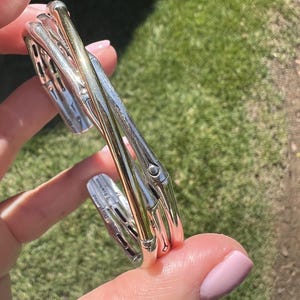 John Hardy Bamboo Flex Cuff Bracelet – Sterling Silver & 18K Yellow Gold – Size 6.5” Designer Jewelry