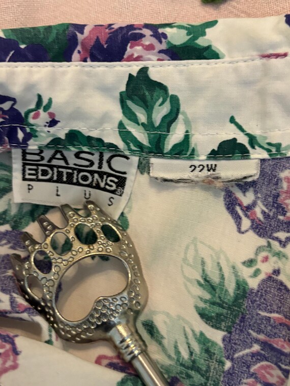 Purple roses button down top Basic Editions sz 22… - image 9