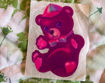 Lisa Frank teddy bear sticker 1983 original backing
