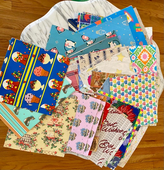 Vintage Gift Wrap Assortment, 70s-90s Hallmark & Cleo (1/2 lb)