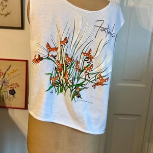 80s retro Foxtails sleeveless sweatshirt white with foxes fox pattern 80s aerobics
