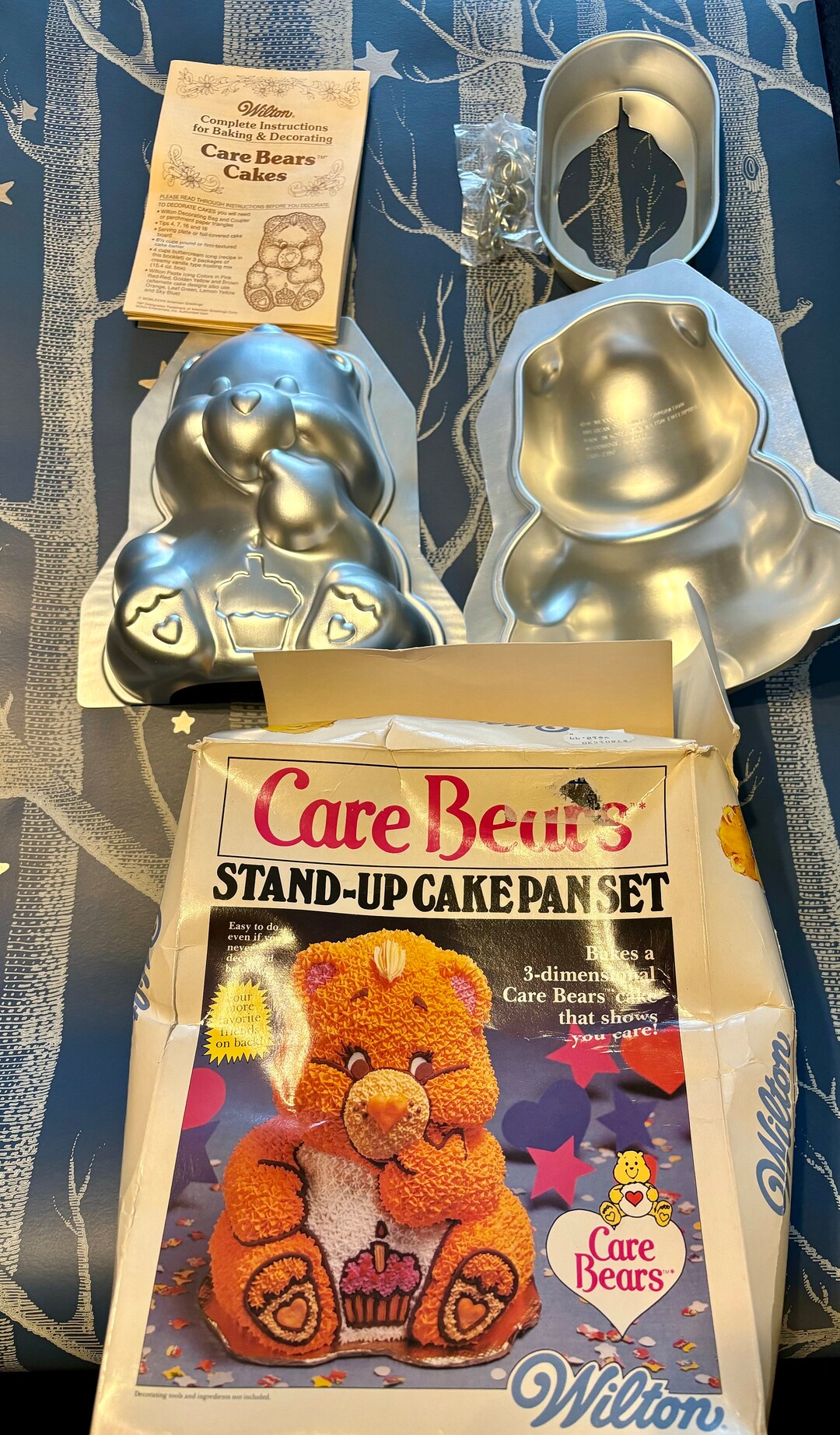 1984 Wilton Care Bears Cake Pan Set Stand up Care Bear Cake Mold Clips