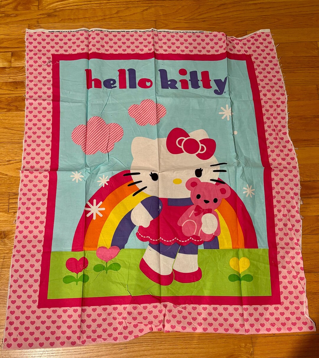 Vtg Hello Kitty Fabric Panel Sanrio Rainbow - Etsy