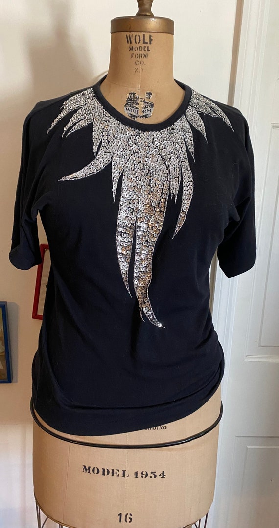 Vintage retro 80s Flair brand silver sequined dolm