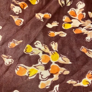 Vintage 60s 70s fabric brown fall colors flower power floral seamstress