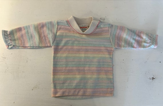 Vintage 80s 3 6 mos baby Health-tex striped turtl… - image 4