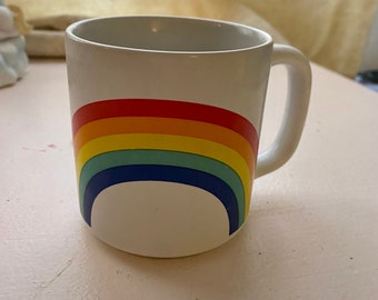 Vintage 80s retro rainbow coffee mug PRIDE