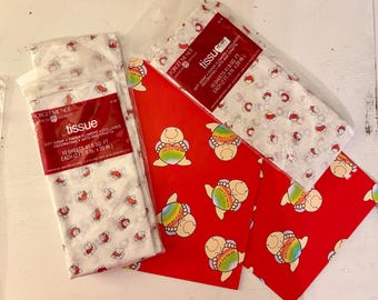 Vtg Ziggy Valentine gift wrap tissue wrap lot Forget Me Not American Greetings hearts Ziggy wrapping paper